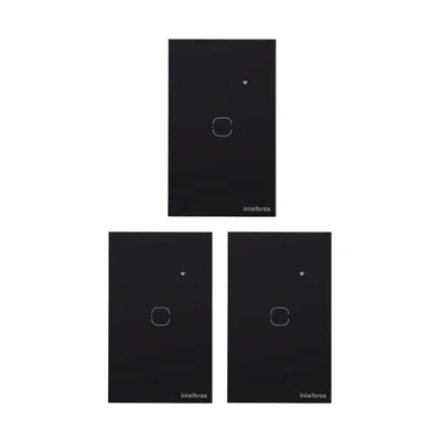 Kit 3 Interruptores 1 Tecla Touch Inteligente Zigbee Eiz 1001 Preto Intelbras