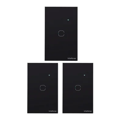 Kit 3 Interruptores Touch Inteligente Wi-fi 1 Tecla Eiw 1001 Preto Intelbras