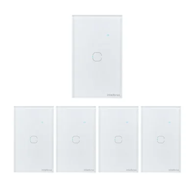 Kit 5 Interruptores Touch Inteligente Wi-fi 1 Tecla Eiw 1001 Branco Intelbras