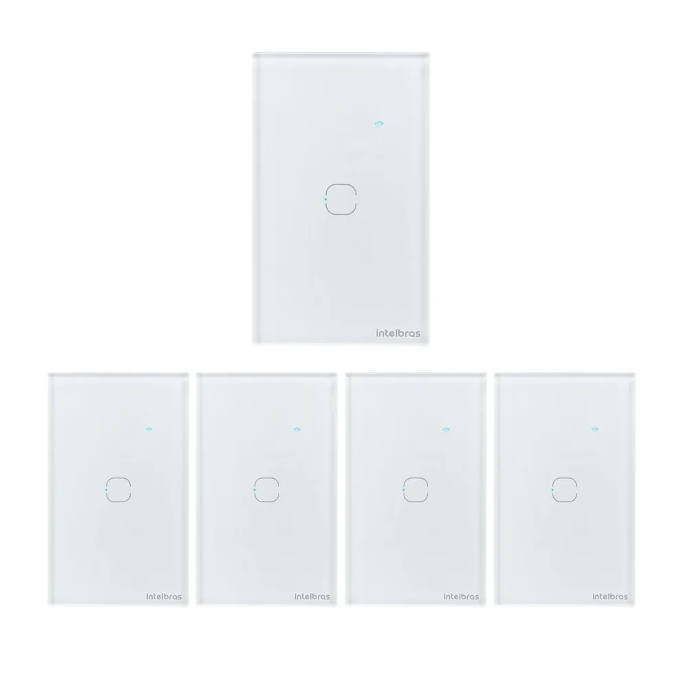 Kit 5 Interruptores Touch Inteligente Wi-fi 1 Tecla Eiw 1001 Branco Intelbras
