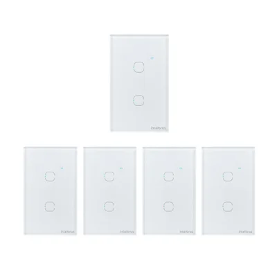 Kit 5 Interruptores Touch Inteligente Wi-fi 2 Teclas Eiw 1002 Branco Intelbras