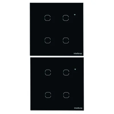 Kit 2 Interruptor Smart Wi-fi Touch 4 Teclas Ews 1004 Preto Intelbras