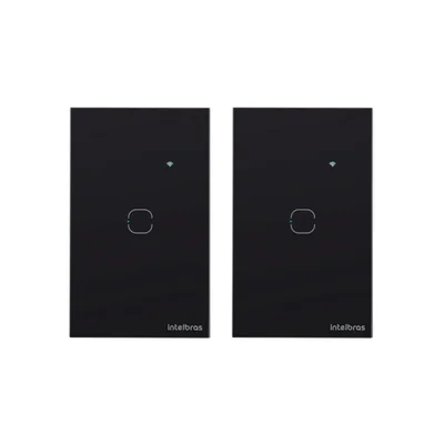 Kit 2 Interruptores 1 Tecla Touch Inteligente Zigbee Eiz 1001 Preto Intelbras