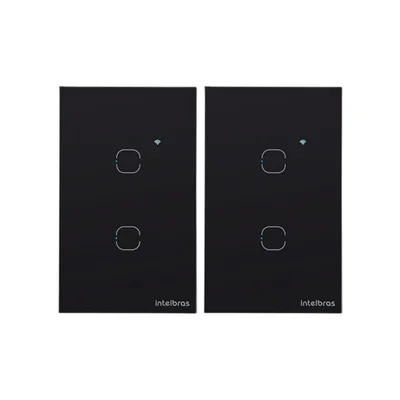 Kit 2 Interruptores Touch Inteligente Wi-fi 2 Teclas Eiw 1002 Preto Intelbras