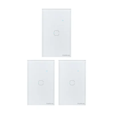Kit 3 Interruptores Touch Inteligente Wi-fi 1 Tecla Eiw 1001 Branco Intelbras