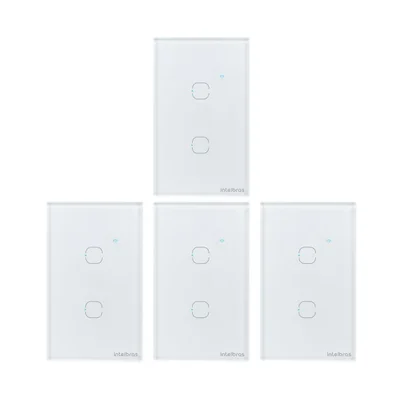 Kit 4 Interruptores Touch Inteligente Wi-fi 2 Teclas Eiw 1002 Branco Intelbras