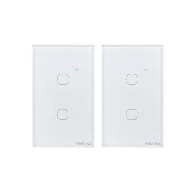 Kit 2 Interruptores Touch Inteligente Wi-fi 2 Teclas Eiw 1002 Branco Intelbras