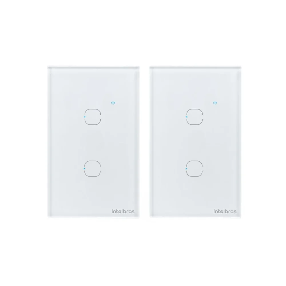Kit 2 Interruptores Touch Inteligente Wi-fi 2 Teclas Eiw 1002 Branco Intelbras
