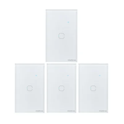 Kit 4 Interruptores Touch Inteligente Wi-fi 1 Tecla Eiw 1001 Branco Intelbras