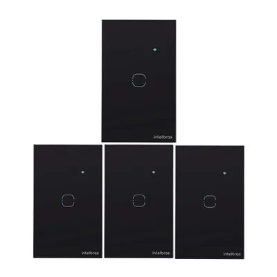 Kit 4 Interruptores Touch Inteligente Wi-fi 1 Tecla Eiw 1001 Preto Intelbras