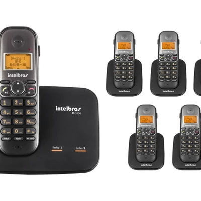 Kit Telefone 2 Linhas Ts 5150 + 5 Ramais Ts 5121 Intelbras