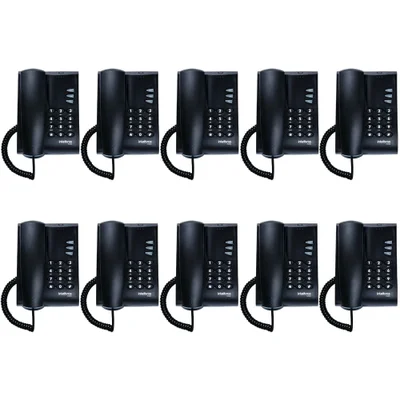 Kit 10 Telefones Com Fio Mesa Ou Parede Pleno Preto Intelbras