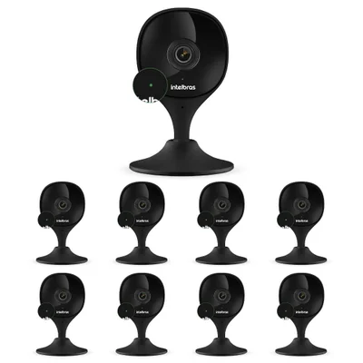 Kit 9 Câmeras Wi-fi Inteligente Com Alarme E Armazenamento Em Nuvem Imx C Black Intelbras
