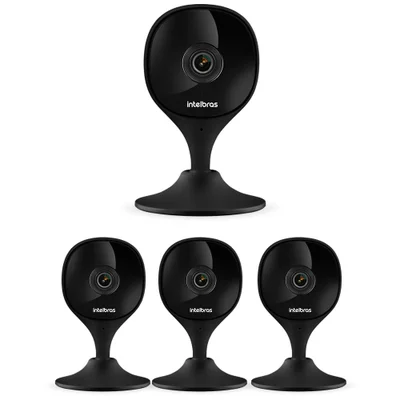 Kit 4 Câmeras Wi-fi Inteligente Com Alarme E Armazenamento Em Nuvem Imx C Black Intelbras
