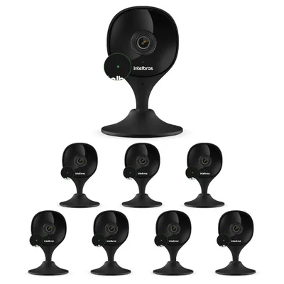 Kit 8 Câmeras Wi-fi Inteligente Com Alarme E Armazenamento Em Nuvem Imx C Black Intelbras