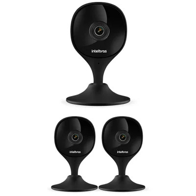 Kit 3 Câmeras Wi-fi Inteligente Com Alarme E Armazenamento Em Nuvem Imx C Black Intelbras