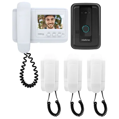 Kit Videoporteiro Residencial Ivr 4 + 3 Extensão De Áudio 1010 Ea Intelbras