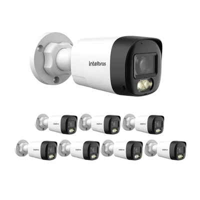 Kit 8 Câmeras Multi Hd 2 Megapixels 20m Full Color E Áudio Bidirecional Vhd 3220 Dual Audio Fc+ Intelbras
