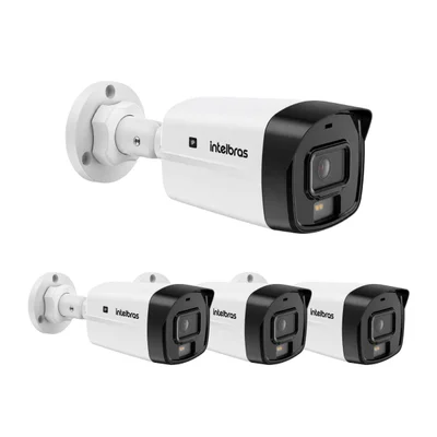 Kit 4 Câmeras Ip 2 Megapixels Inteligente 20m Poe Vipc 1220 B Full Color + Intelbras