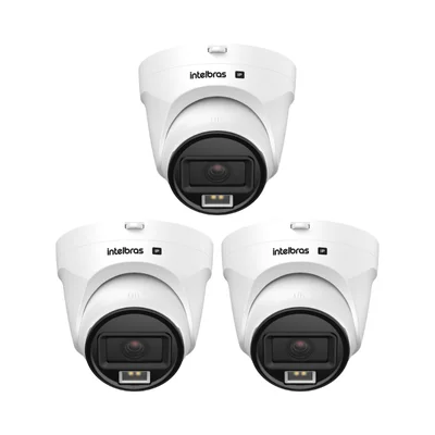 Kit 3 Câmeras Ip 2 Megapixels Inteligente 20m Poe Vipc 1220 D Full Color + Intelbras