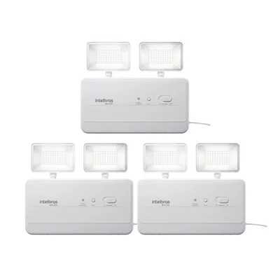 Kit 3 Blocos De Iluminação De Emergência 1200 Lúmens Bla 1202 Intelbras