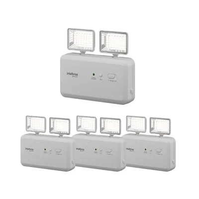 Kit 4 Blocos De Iluminação De Emergência 1200 Lúmens Compact Bla 1204 C Intelbras