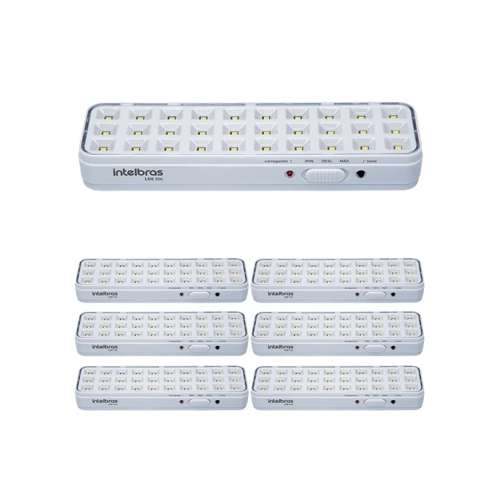 Kit 7 Luminárias De Emergência LED Autônoma Lde 30l Intelbras
