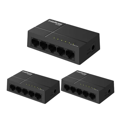 Kit 3 Switches 5 Portas Gigabit Ethernet Não Gerenciável S1105g Intelbras
