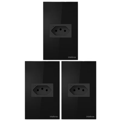 Kit 3 Tomada Inteligente Wi-fi Smart 10a Ets 1001 Preto Intelbras