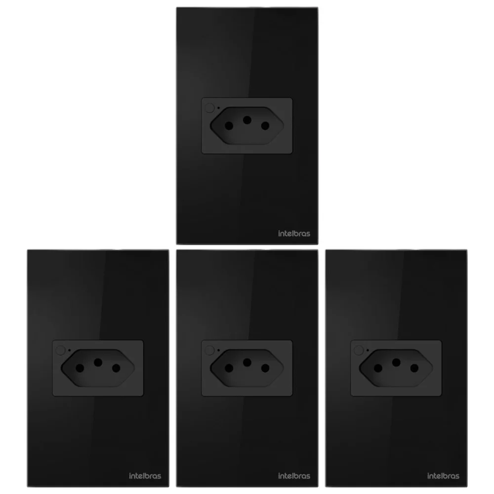 Kit 4 Tomada Inteligente Wi-fi Smart 10a Ets 1001 Preto Intelbras