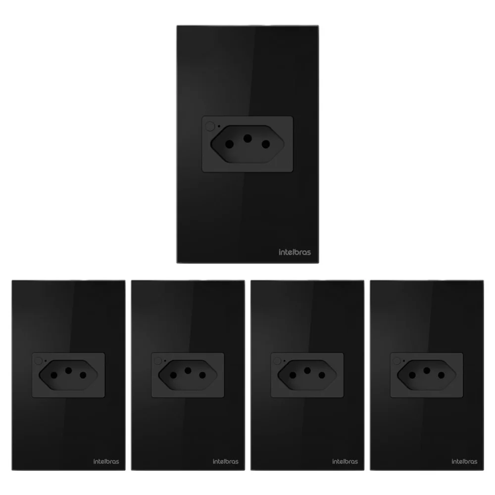 Kit 5 Tomada Inteligente Wi-fi Smart 10a Ets 1001 Preto Intelbras
