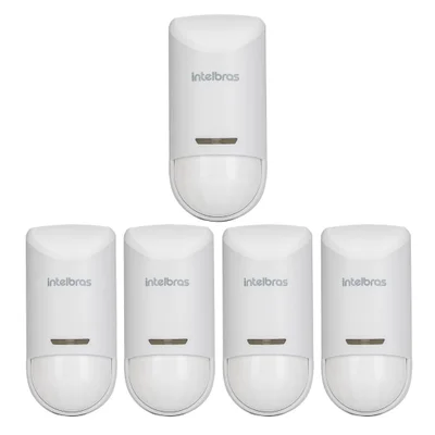 Kit 5 Sensores Alarme Infra Pet 15 Kg Com Fio Interno Ivp 5000 Ld Intelbras