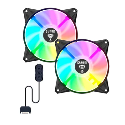 Kit 2 Ventoinha Cooler Fan Para Gabinete 120mm Com Controladora Eurus ARGB 3pin Preto Clanm