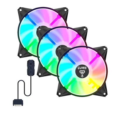 Kit 3 Ventoinha Cooler Fan Para Gabinete 120mm Com Controladora Eurus ARGB 3pin Preto Clanm