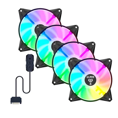 Kit 4 Ventoinha Cooler Fan Para Gabinete 120mm Com Controladora Eurus ARGB 3pin Preto Clanm