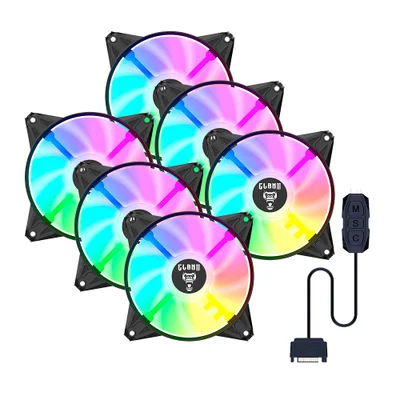 Kit 6 Ventoinha Cooler Fan Para Gabinete 120mm Com Controladora Eurus ARGB 3pin Preto Clanm