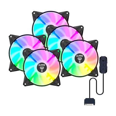 Kit 5 Ventoinha Cooler Fan Para Gabinete 120mm Com Controladora Eurus ARGB 3pin Preto Clanm