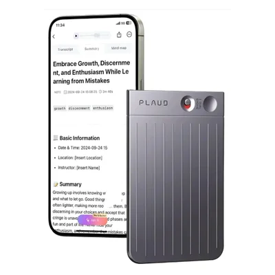 Gravador De Voz Plaud Note 64gb Com Ia - Transcrição Em 112 Idiomas - Grava Reuniões E Chamadas - Bateria 30 Horas