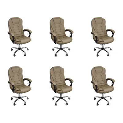 Kit 6 Cadeiras Escritório Presidente Ergonômica Com Encosto Reclinável Preta