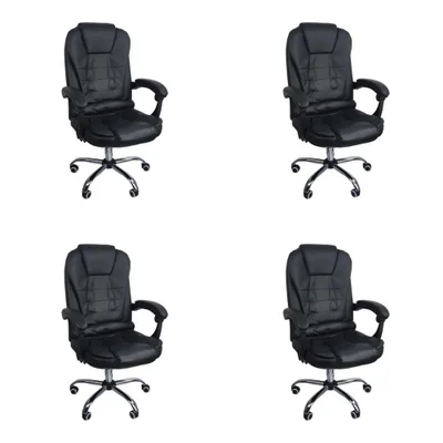 Kit 4 Cadeiras Escritório Presidente Ergonômica Com Encosto Reclinável Pretas