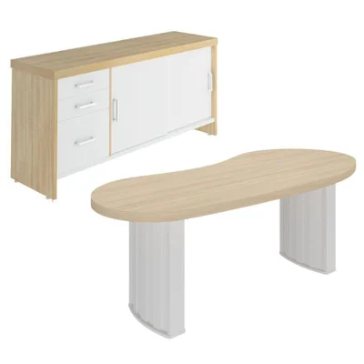 Mesa Escritório Retangular Executivo Moderno 3 Gavetas Mdp 200cm Artany