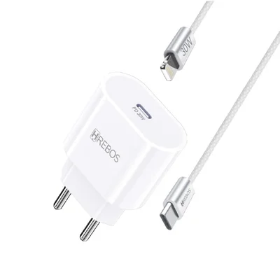 Kit Carregador Auron 30w Compatível Com Lightning Crg-364ci | Usb-c Pd | Carregamento Rápido Iphone Branco