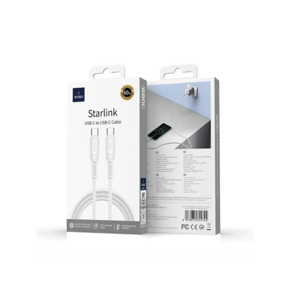 Cabo Wiwu Starlink Tipo-c X Tipo-c 60w Branco 5744