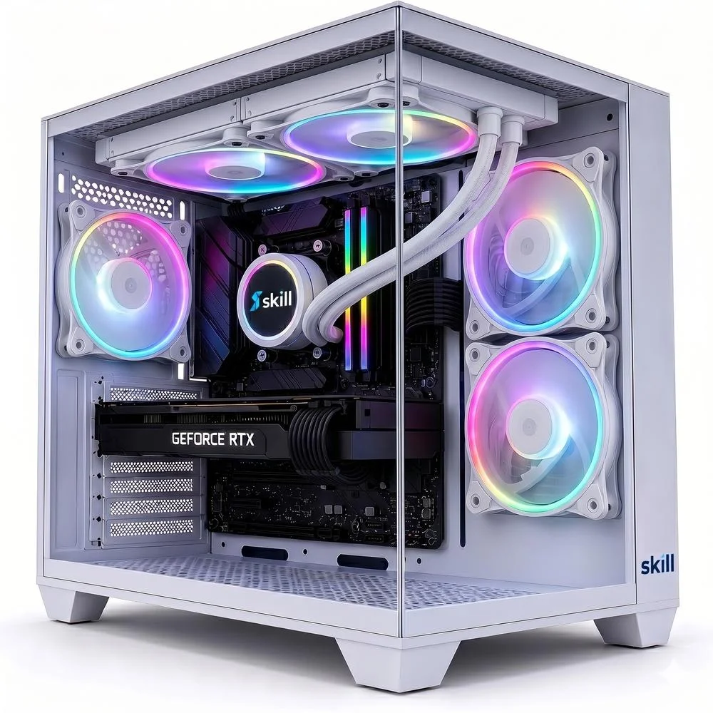 PC Gamer Aquário Amd Ryzen 7 5700x, Rx 7600 8GB, 32gb Ddr4, SSD 1TB, WINDOWS 11 Pro, Watercooler Apex Branco Sw014