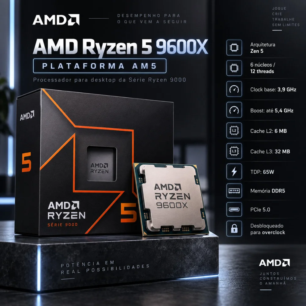 PC Gamer | Workstation - Amd Ryzen 5 9600x, Geforce RTX 5060 Ti 16gb, 32gb Ddr5, SSD 1TB Nvme, Fonte 850w 80 Plus, Bluepc Pgbp-wo1017 - view 4