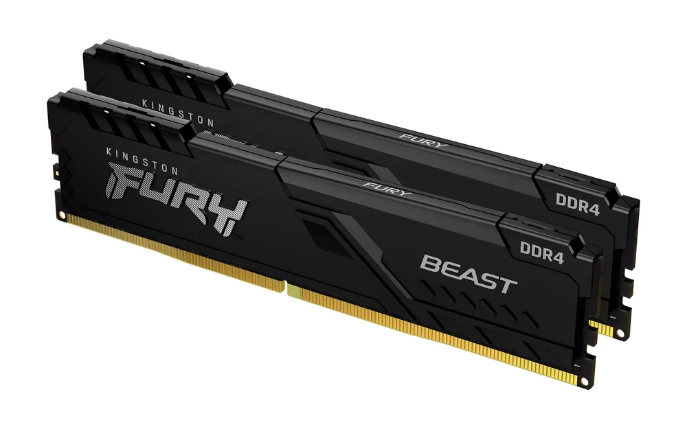 Kit 2 Memórias Ram Kingston Fury Beast, 16gb (2x8GB), Ddr4, 3200mhz, Cl16, Preto