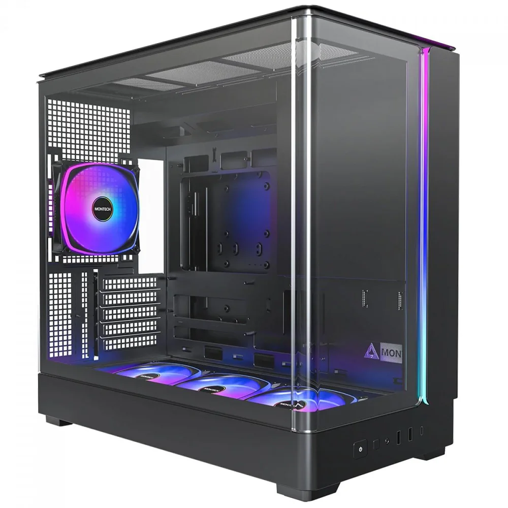 Gabinete Gamer Montech King 15 Pro, Vidro Temperado, Mini Tower, Matx, Com 4 Fans, Preto