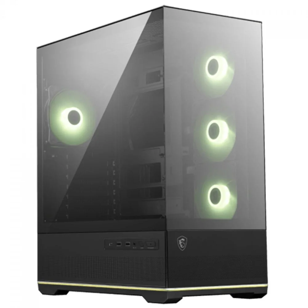Gabinete Gamer Msi Mag Pano 110r Pz, Mid Tower, Vidro Temperado, Atx, ARGB, Com 4 Fans, Preto