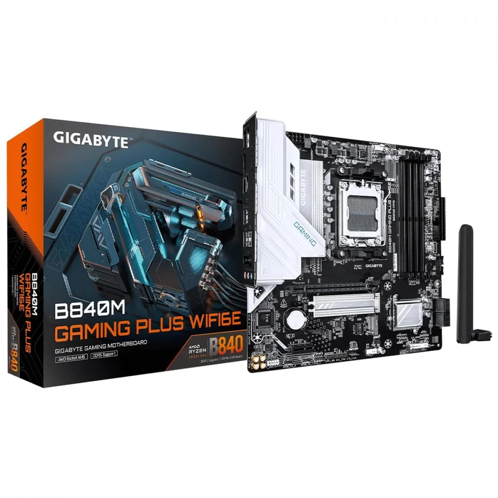 Placa Mãe Gigabyte B840m Gaming Plus Wifi6e, Chipset B840, Amd Am5, Matx, Ddr5