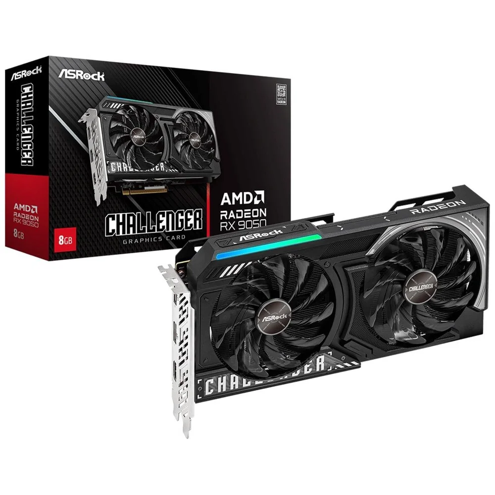 Placa De Vídeo Asrock Amd Radeon Rx 9050 Challenger, 8GB, Gddr6, Fsr, Ray Tracing, 90-ga6nzz-00uanz